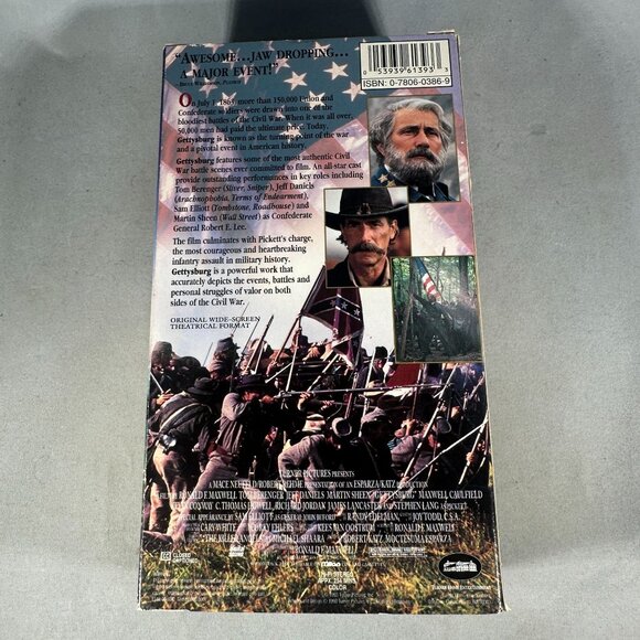 Gettysburg VHS Movie Tom Berenger Jeff Daniels Martin Sheen Widescreen 1993 - Picture 2 of 3